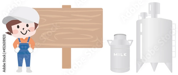 Fototapeta 二頭身_酪農家のシニア女性