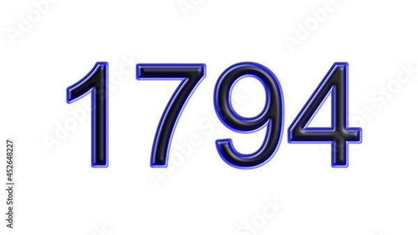 Obraz blue 1794 number 3d effect white background