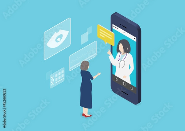 Obraz 妊婦の遠隔診療アプリのイラスト素材｜mayucolor01