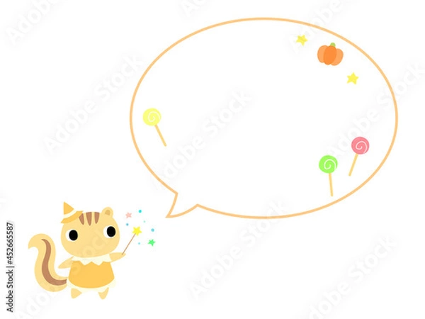 Fototapeta ハロウィンのリス　吹き出し＋装飾付