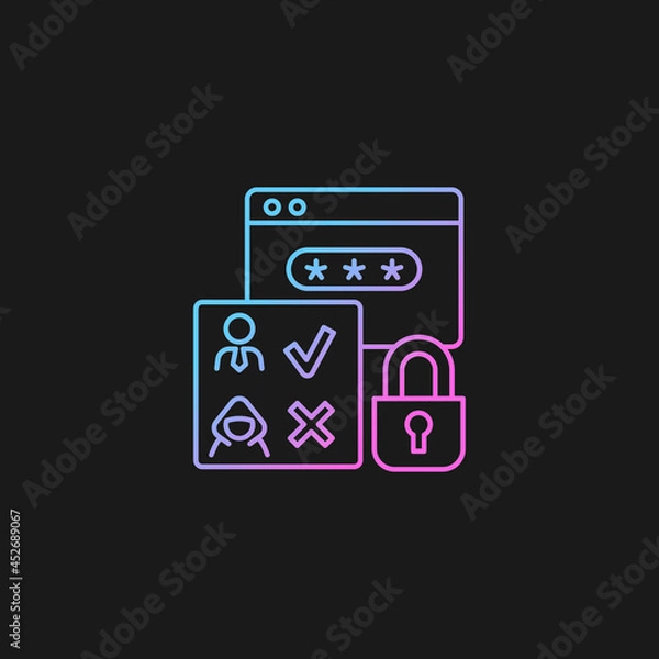 Obraz Access control gradient vector icon for dark theme. Selective restriction. Prevent unauthorized operations. Thin line color symbol. Modern style pictogram. Vector isolated outline drawing