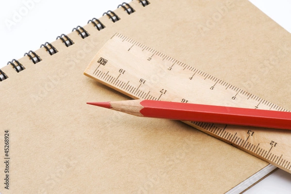 Obraz 定規と赤鉛筆とノート