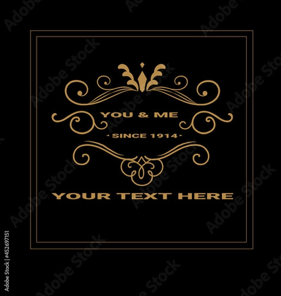Obraz vintage monogram gold logo template elegant