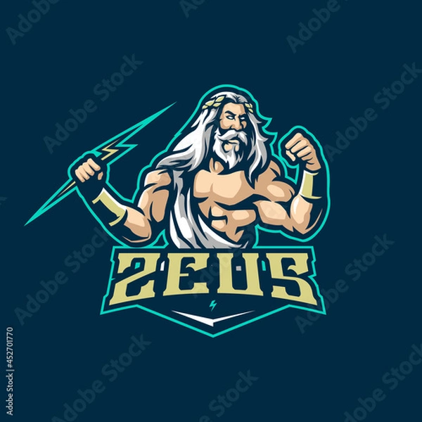 Fototapeta Zeus mascot logo design vector with modern illustration concept style for badge, emblem and t shirt printing. Angry zeus illustration for sport and esport team.