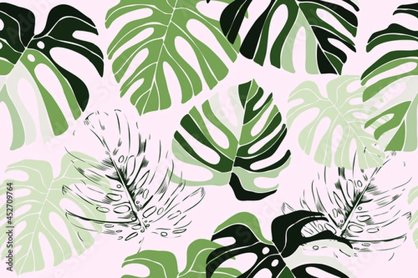 Fototapeta Tropical leaves. Exotic pattern. Creative seamless background. Fashion template for design, clothing, textiles