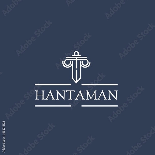 Fototapeta initial letter H monogram, ancient style logo design logo