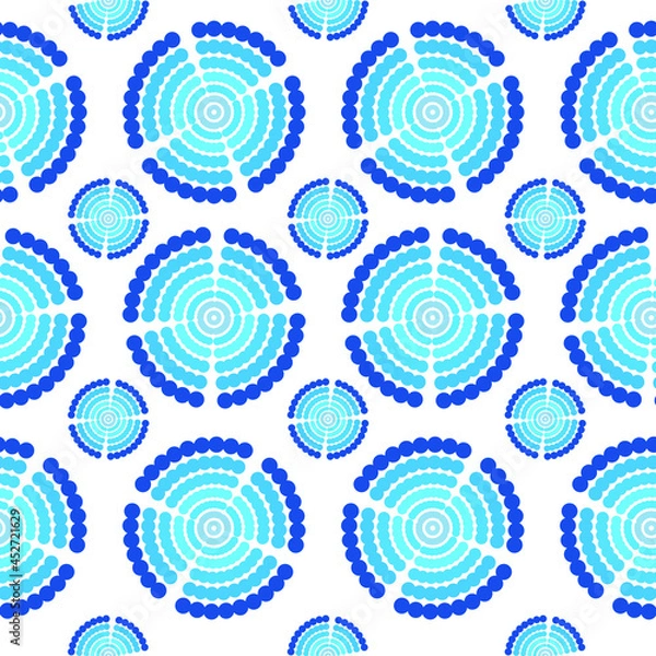 Fototapeta Blue color circles seamless pattern. Modern abstract design for paper,