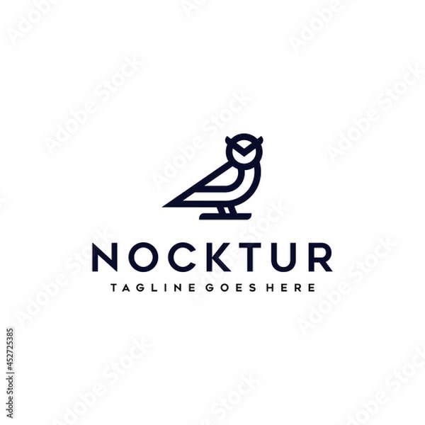 Fototapeta Simple Owl Bird Night Nocturnal Lineart Logo Design