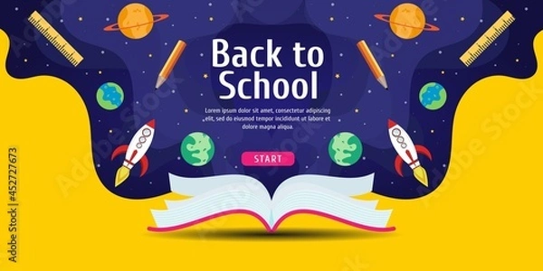 Fototapeta Back to school background with space design. Suitable for banner, poster, landing page, etc. Vector illustration
