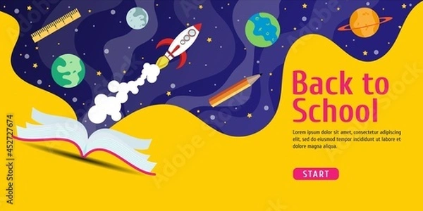 Fototapeta Back to school background with space design. Suitable for banner, poster, landing page, etc. Vector illustration
