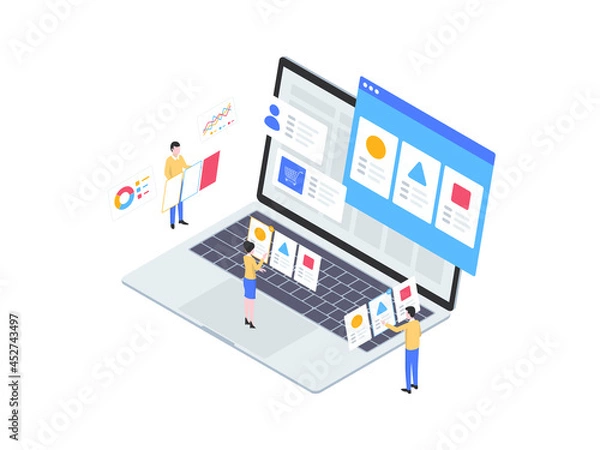 Fototapeta Choose Product Isometric Illustration. Suitable for Mobile App, Website, Banner, Diagrams, Infographics, and Other Graphic Assets.