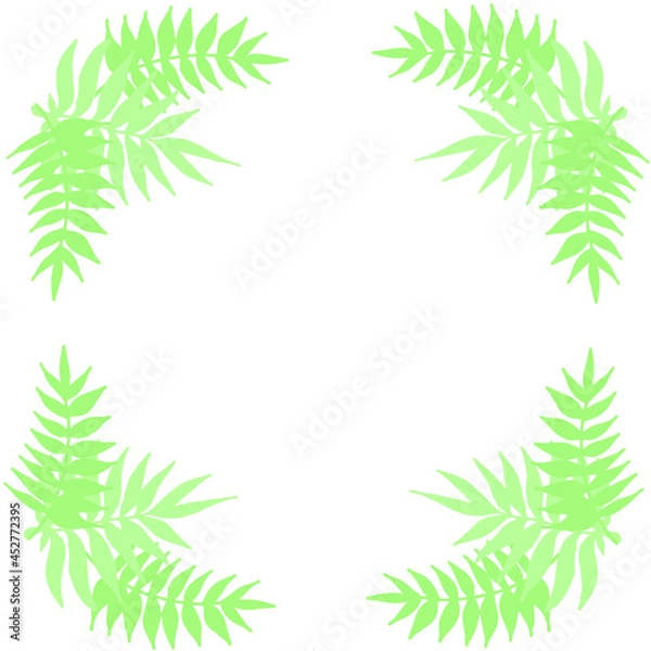 Fototapeta Seamless spring pattern and frames with tropical leaves, flowers and plants. Vector illustration.