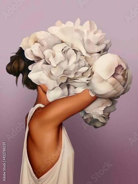 Obraz abstrakcja kobieta biały kwiat