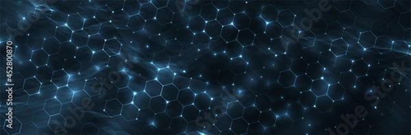 Fototapeta Futuristic Hexagon background. Blue Hexagonal pattern. Modern vector illustration