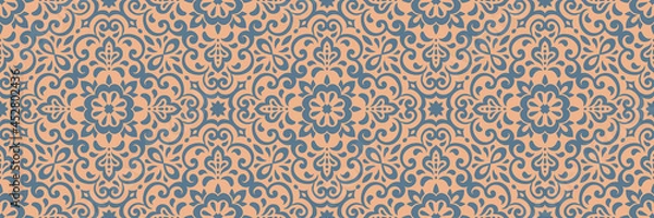 Obraz Azulejos ceramic tile design. Talavera tracery motif. Unique creative endless fill swatch. Portuguese, Spanish, Mexican, Brazilian folklore ornament. Ethnic style vector hand drawn seamless pattern.