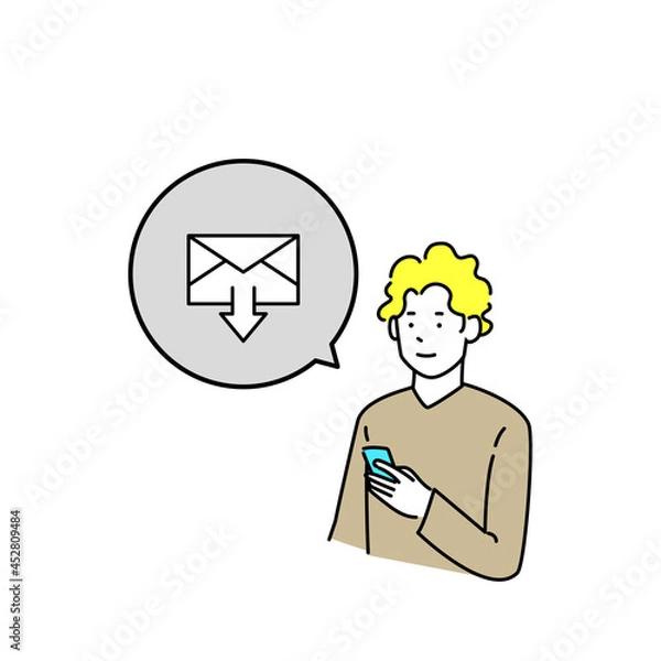 Obraz メールを受信する男性のイラスト