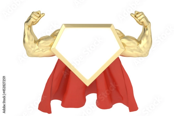 Fototapeta Creative notice board muscle hand on board, 3D rendering. 3D illustration.