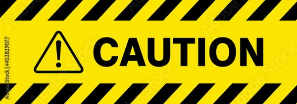 Fototapeta caution yellow sign.  warning with black tab, vector illustration. 
 