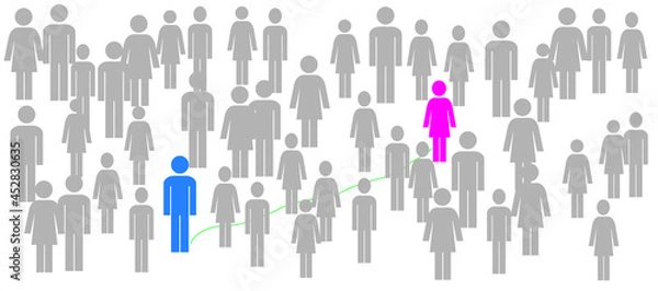 Fototapeta Fans, spectators, the crowd. A positive picture. Abstract. People are isolated figures on a white background. Find your soul mate destiny.