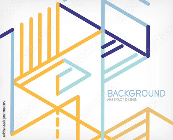 Obraz Abstract background. Color lines on white background. Linear abstract composition. Techno or business concept for wallpaper, banner, background, landing page