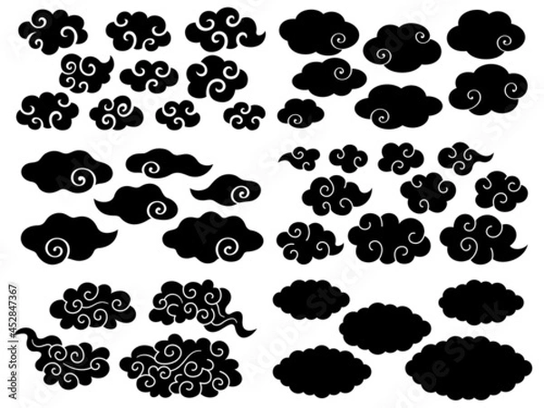 Fototapeta 和風の雲のイラストセット