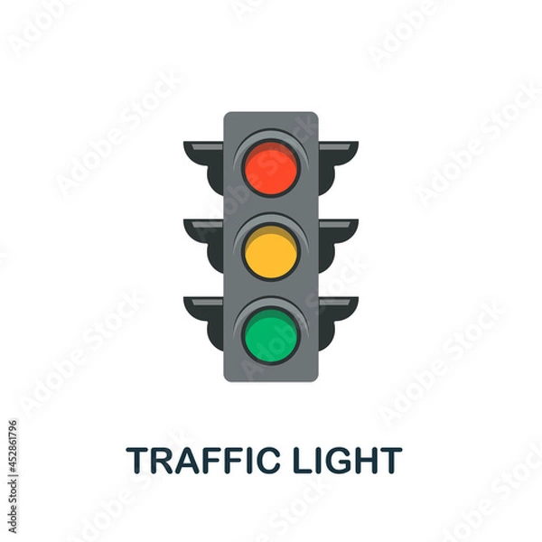 Fototapeta Traffic Light icon. Flat sign element from transport collection. Creative Traffic Light icon for web design, templates, infographics and more