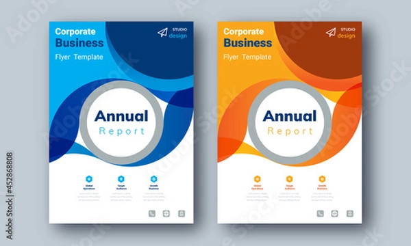Obraz Annual Report Layout Design, Corporate Business Flyer Template Background, Portfolio, Poster, web Banner, Proposal, Multipurpose Marketing Promotion, Etc.