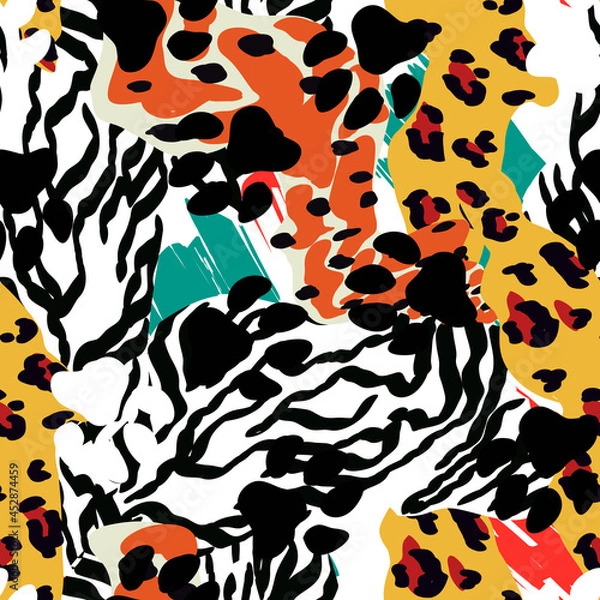 Fototapeta Tribal Zebra Spot Vector Seamless Pattern. Trendy