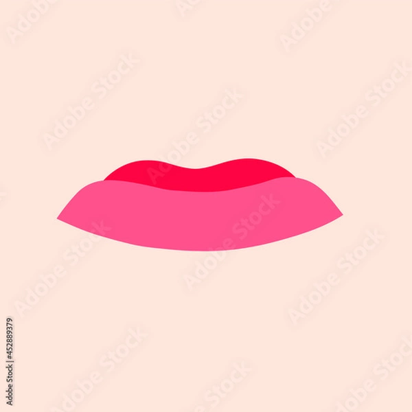 Obraz A hand-drawn drawing. Illustration of female lips. The mouth of a girl with a mouth painted with red lipstick. . A mascot for Valentine's Day. Women's beautiful print or postcar