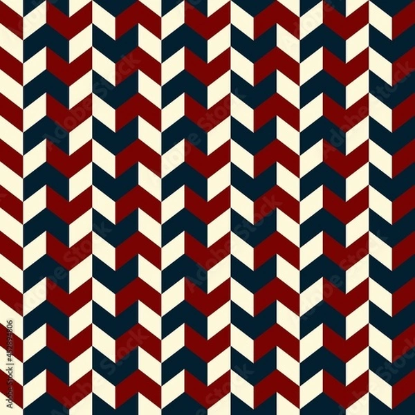 Fototapeta Vector seamless pattern. Abstract Festive design background concept in traditional American colors - red, white, blue. Modern stylish abstract texture. Template for print, textile and decoration.