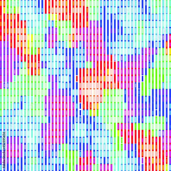 Fototapeta Creative lines pattern colored squares. Colored art festival abstract lines symmetrical background. Mosaic colorful beautiful squares. Modern art color pattern ornament decorative illustration.