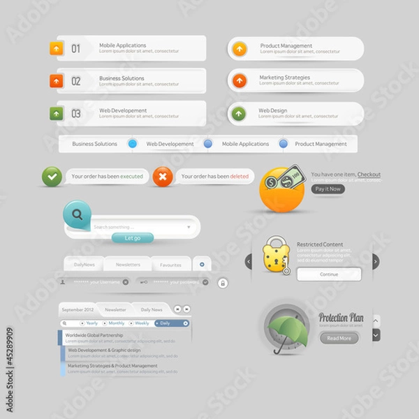 Fototapeta Website design template  menu elements with icons