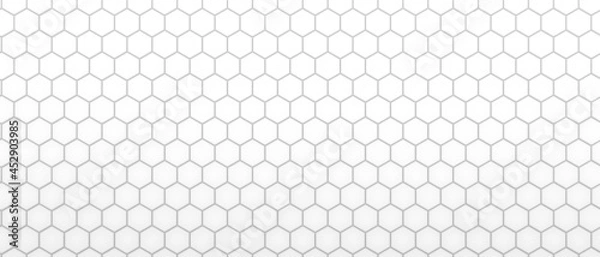 Fototapeta White light hexagonal abstract background, tiling, pattern. 3d  