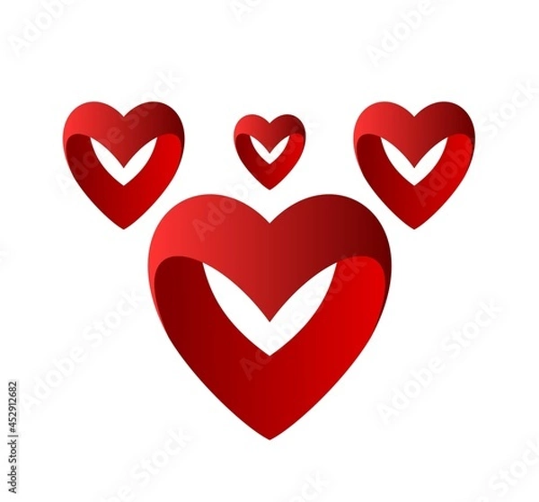 Obraz Graphic red hearts. Postcard vector design