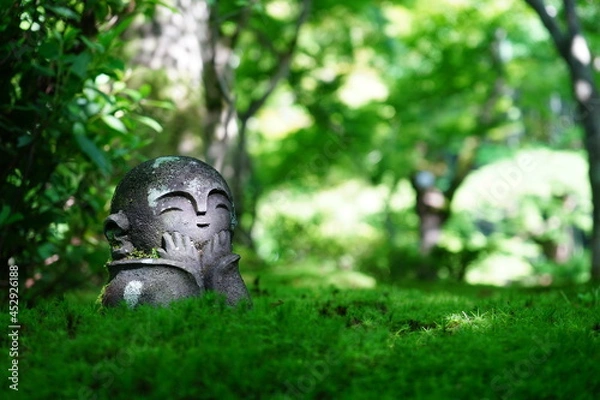 Fototapeta 苔と地蔵