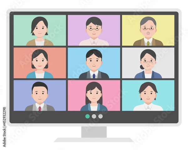 Obraz 複数人でWeb会議をするイラスト