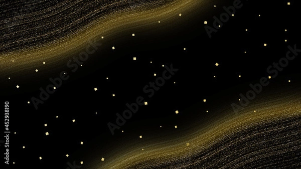 Fototapeta 金粉風の曲線ぼかし　金箔入り和風背景素材（黒背景）