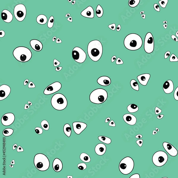 Obraz Google eyes in pastel mint green seamless vector repeat