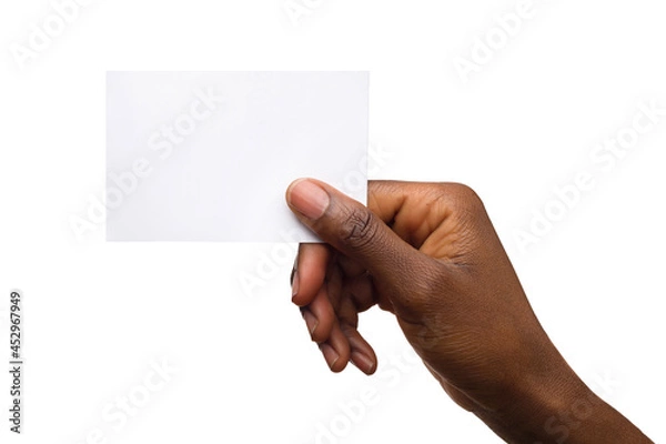 Obraz Black Female Hand Holding Empty White Card