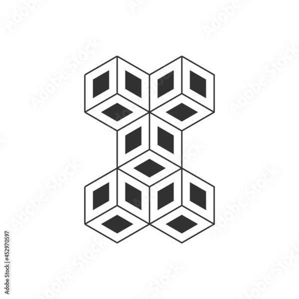 Fototapeta Cube isometric logo concept, 3d illustration, vector. Logotype design template isolated on white background