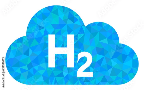 Fototapeta Low-poly hydrogen gas designed from scattered filled triangles. Triangle hydrogen gas polygonal icon illustration. Hydrogen Gas icon is filled with triangles.