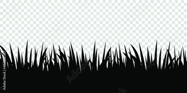 Fototapeta Black grass transparent background. Vector illustration.