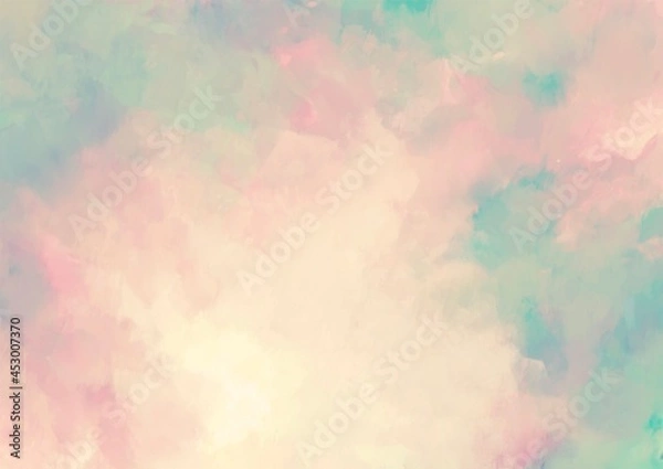 Fototapeta 幻想的なピンクとオレンジの滲む水彩テクスチャ背景