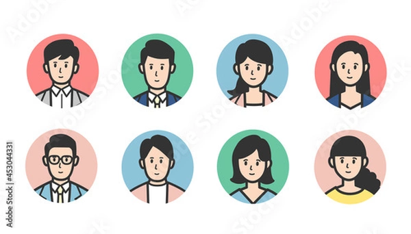 Fototapeta ビジネスパーソン　人物アイコン　セット　丸