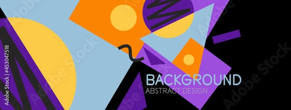 Fototapeta Abstract background. Blocks, lines, triangles, circles composition. Techno or business concept for wallpaper, banner, background, landing page