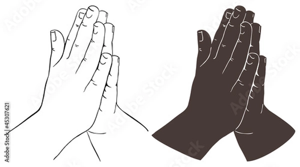 Obraz Praying Hands, outline illustration, isolated