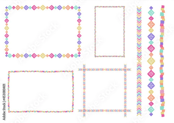 Obraz エスニック　北欧風　レトロポップ　線　枠　背景素材