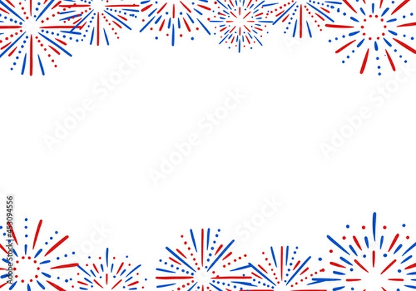 Fototapeta Bright fireworks Vector Background Border