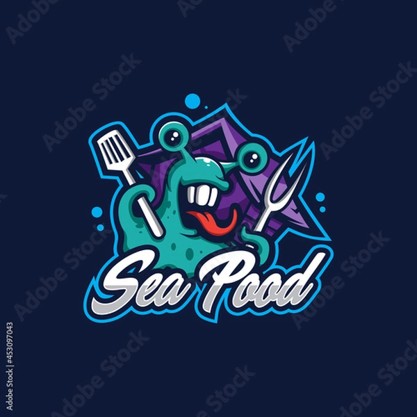 Obraz Chef mascot logo design vector with modern illustration concept style. Chef snail illustration.