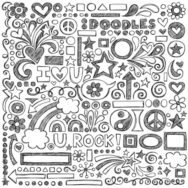 Obraz Sketchy Notebook Doodles Vector Design Elements Illustration